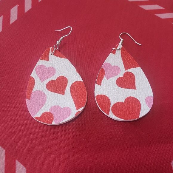 Pretty Leather Valentine Heart Themed Earrings - Your Choice of 2! - Picture 1 of 11